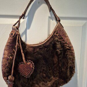 Christian Dior Hobo Bag - Crocodile Brown Leather with Fur